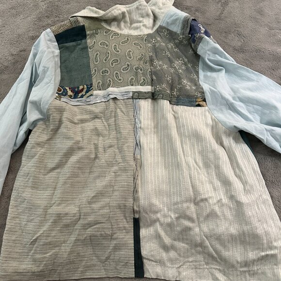 Donna Jessica Patchwork Blouse Art To Wear Lagenlook Artsy Shirt 2 LARGE - Picture 7 of 7